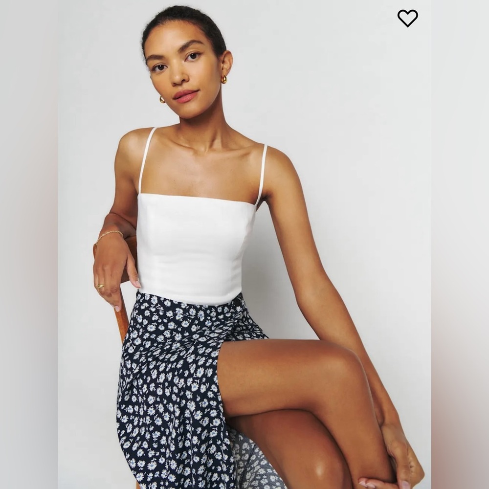 Reformation Overland Linen Top Ivory - Size 0